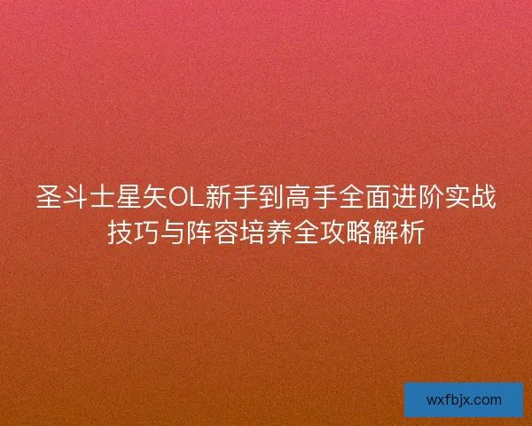 圣斗士星矢OL新手到高手全面进阶实战技巧与阵容培养全攻略解析 圣斗士星矢OL新手到高手全面进阶实战技巧与阵容培养全攻略解析