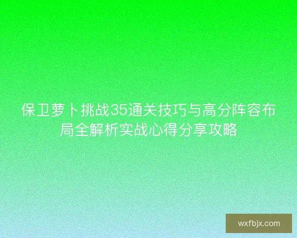 保卫萝卜挑战35通关技巧与高分阵容布局全解析实战心得分享攻略 保卫萝卜挑战35通关技巧与高分阵容布局全解析实战心得分享攻略